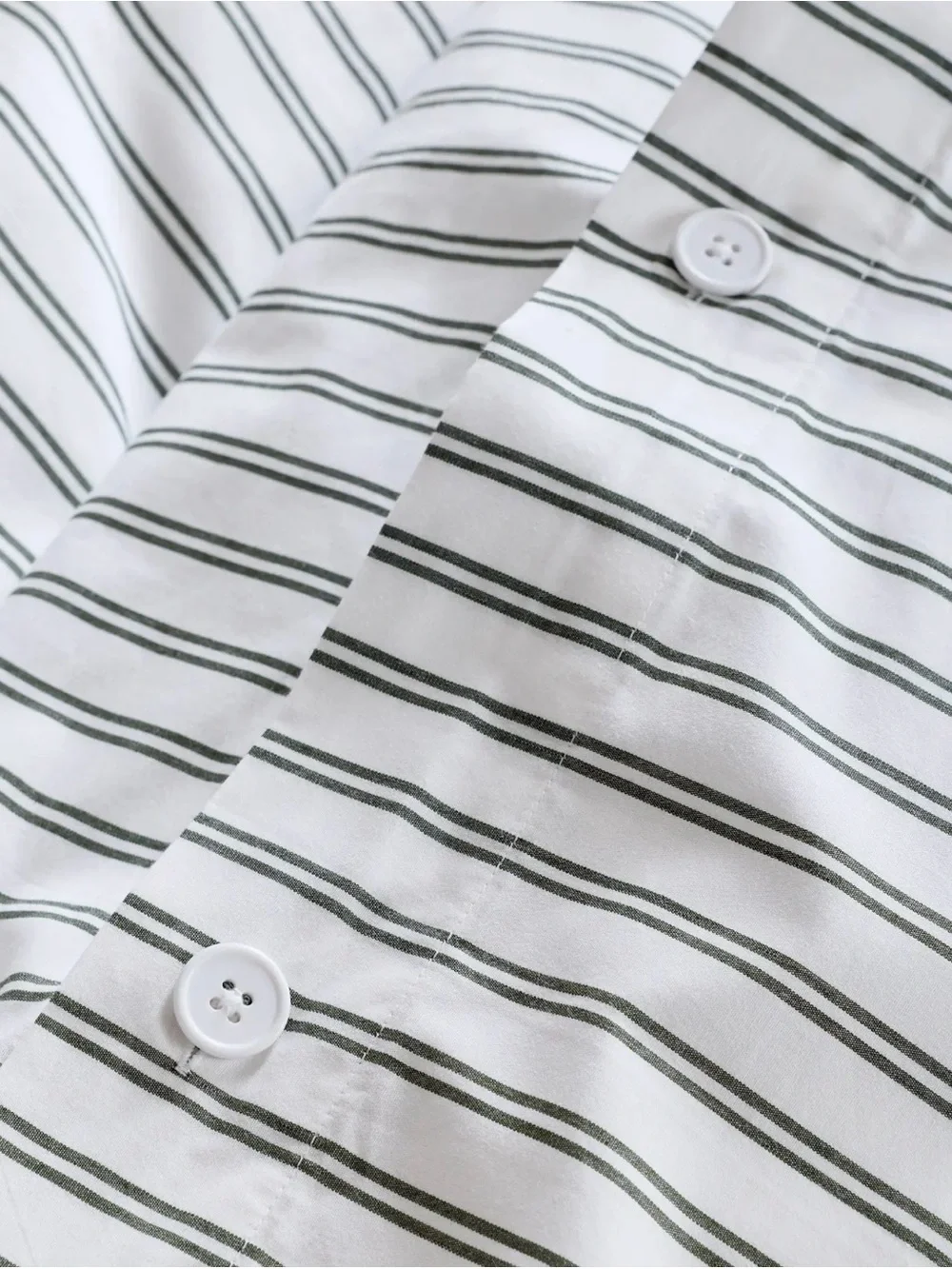 Quince Organic Crisp Percale Double Stripe Fitted Sheet Set